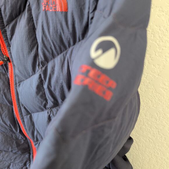 The North Face Steep Series Blue 700 Down Fill Puffer Coat Large Blue Hooded Zip - Picture 9 of 10